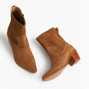 ABLE Erika Boot Size 11 genuine leather suede in washed leopard pattern